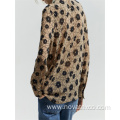 Lapel Tied Up Printed Long Sleeved Shirt